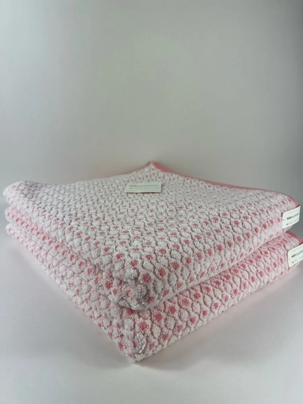 Ecoexistence Eco-Melange Quick Dry Bath Towels Pink White Honeycomb Set of 2 NEW